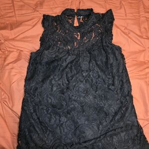 HeartSoul Black Lace Cap Sleeve Blouse
